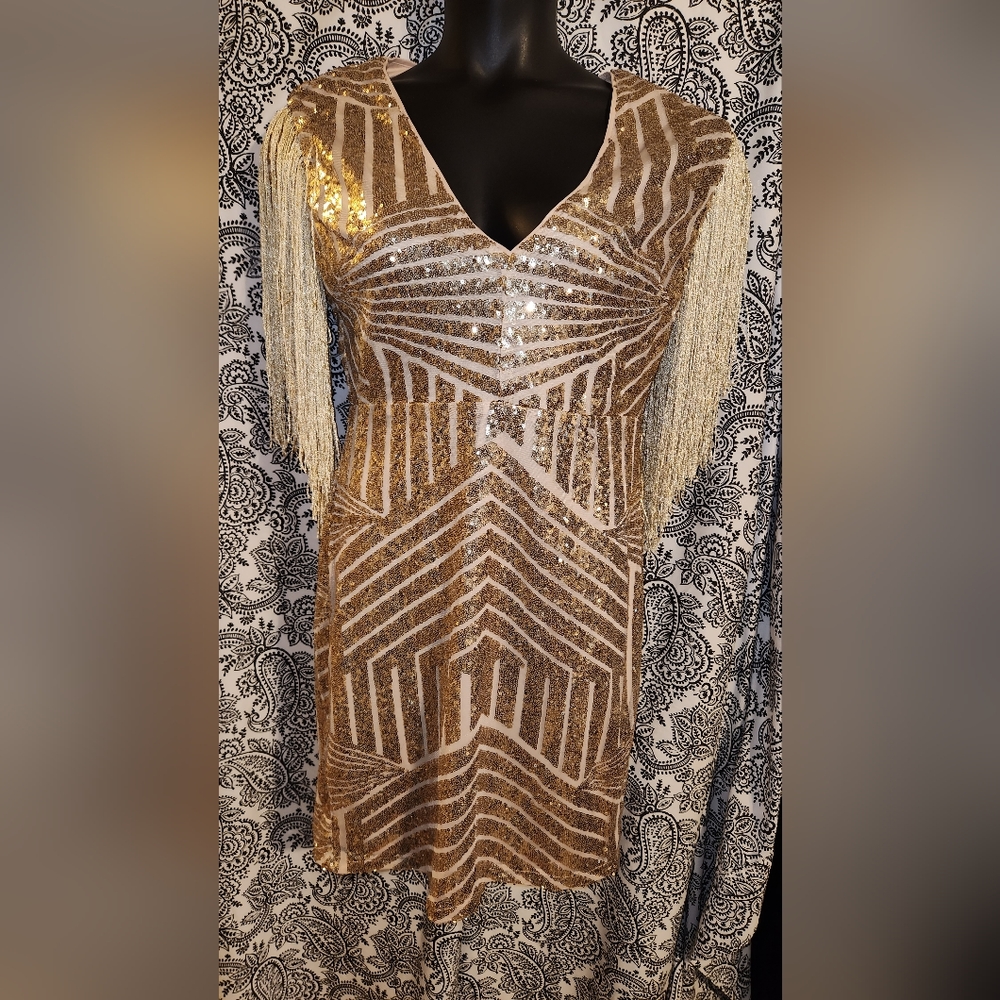 Gorgeous Gold Sequence Great Gatsby style dress